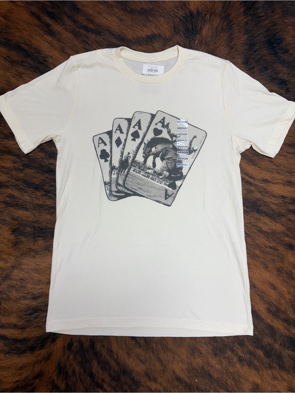 Graphic Ace Playing Cards Short Sleeve Tee - Cream